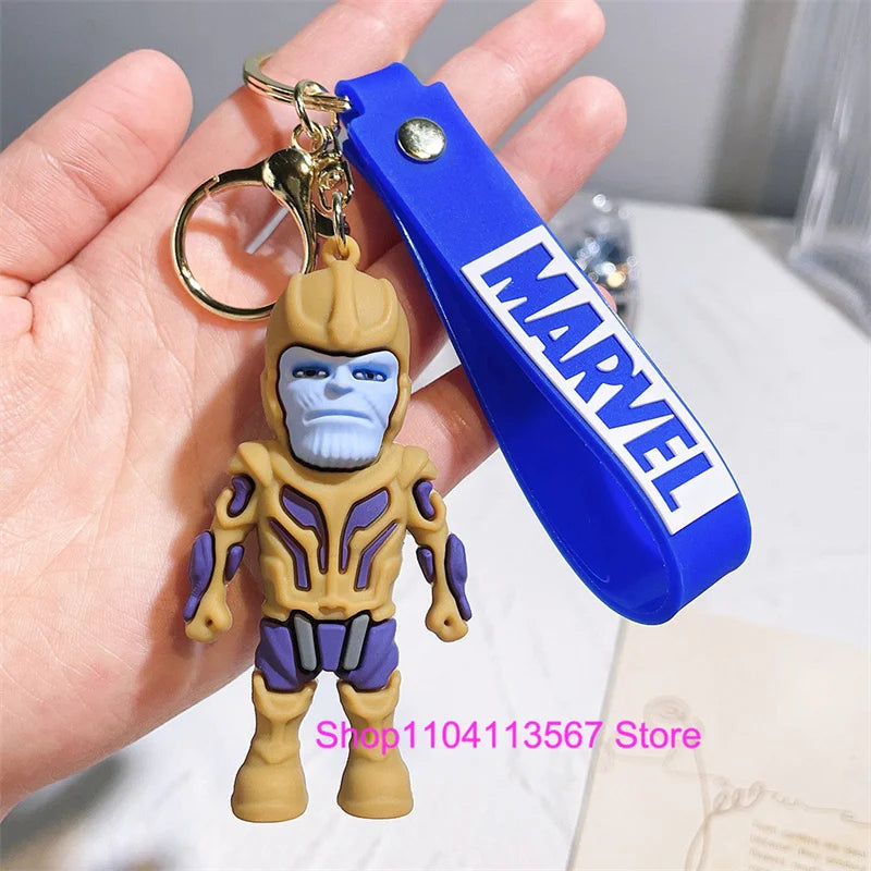 New Q Style Spider Hero Keychain Cartoon Super Heroes Deadpool Cute Doll Keyring Ornament Key Chain Pendant Kids Toys Gifts