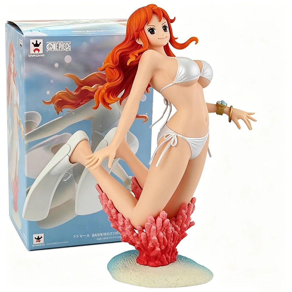 15CM Nami Figure One Piece Anime Action Figures Creator Swimsuit Kneeling Position Toy Gift Collection Decoration Ornaments PVC