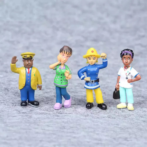 12Pcs/set Fireman Sam Cartoon Anime Fire Fighting Figure Cosplay PVC Model Doll Toys Boy Girl Toy for Kids Birthday Xmas Gift