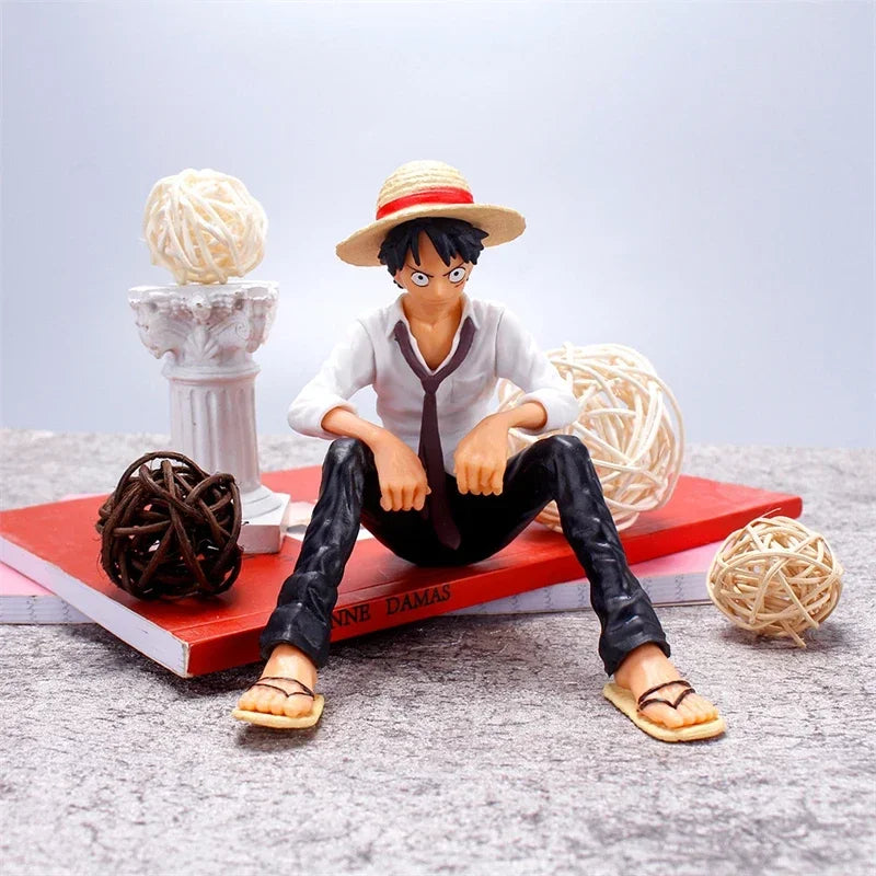 12cm One Piece Anime Figure Luffy Sitting Position Action Figure PVC Model Collection Statue Figurine Doll Toy For Birthday Gift