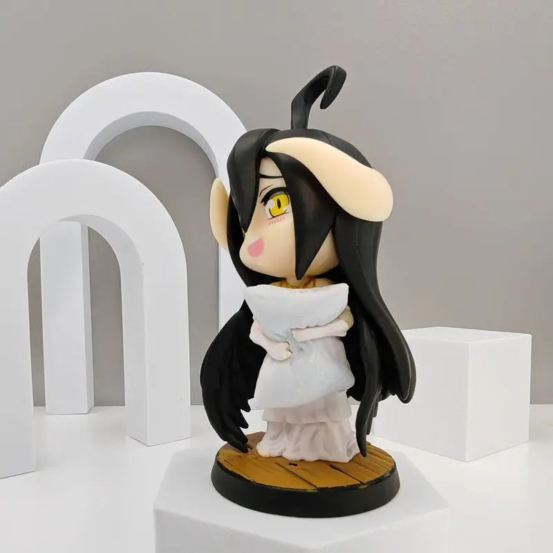 12cm Overlord Pillow Albedo Q-Version Cute Girl Pvc Action Figure Kawaii Model Desktop Ornament Wholesale Toys Collectible Gifts
