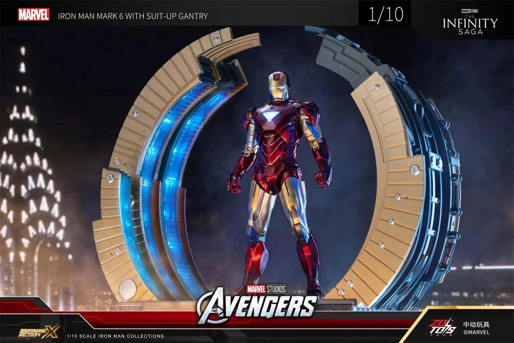 ZD Toys Iron Man MK6 With Suit-up Gantry MK4 With Suit-up Gantry Action Figure Iron Patriot Adult Collection Figure Gift