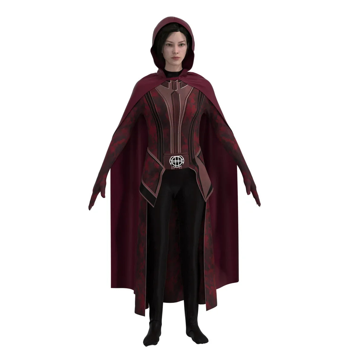 Scarlet Cosplay Witch Maximoff Wanda Vision Cosplay Costume Headwear Cloak and Pants Full Set Outfit Halloween Accessories