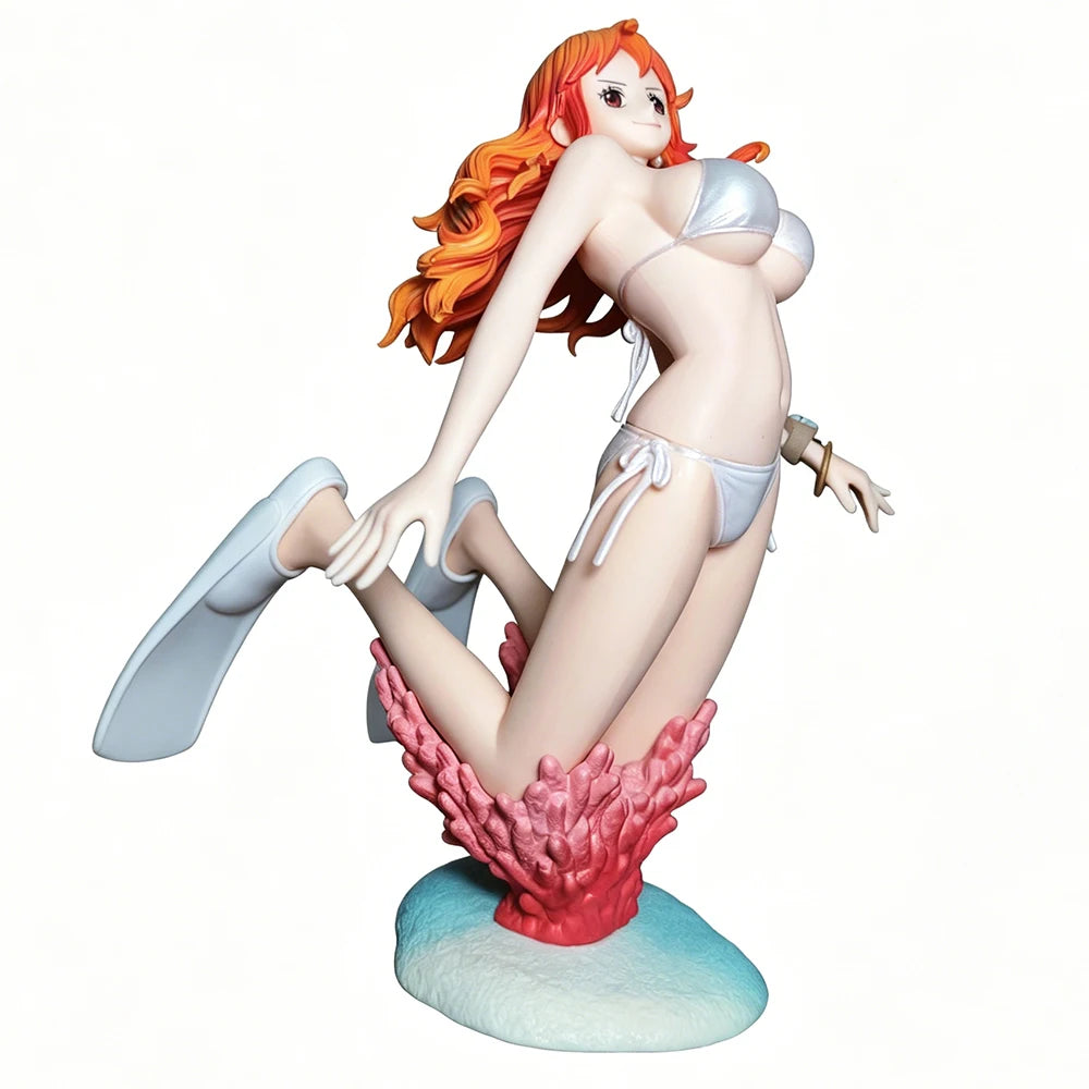 15CM Nami Figure One Piece Anime Action Figures Creator Swimsuit Kneeling Position Toy Gift Collection Decoration Ornaments PVC