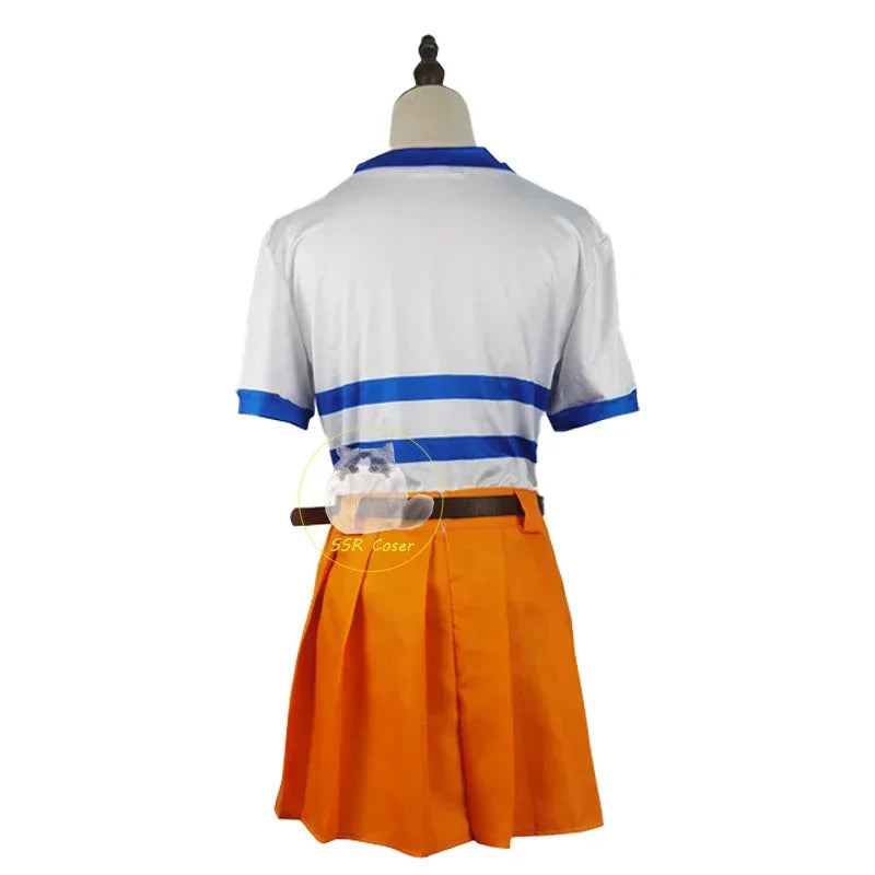 Movies Anime Nami Cosplay Costume Nami Uniform Shirt Skirt Nami Wig Halloween Party Performance Wear Clothing Womens