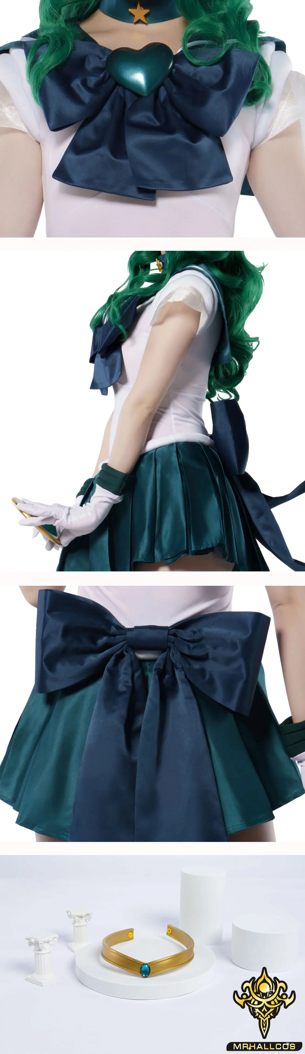 MRHALLCOS Anime Cosplay Sailor Neptune Michiru Kaiou Moon SuperS Dress Outfits Costume Halloween Party Kid Adult Women Plus Size
