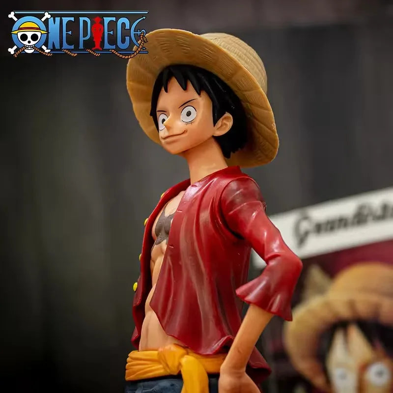 Hot 28cm One Piece Anime Figure Confident Smiley Luffy Three Form Face Changing Doll Action Figurine Model Toy’s Kits