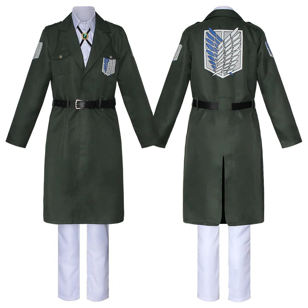 Shingeki no Kyojin Season 4 Cosplay Costume Anime Investigation Corps Cloak Uniform Green Long Trench Coat Halloween