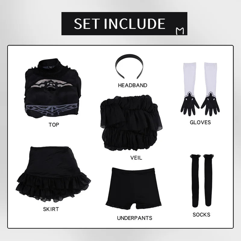 Yorha 2B Cosplay Costume Outfit Games Suit Women Role Play Costumes Halloween Party Wedding Dress