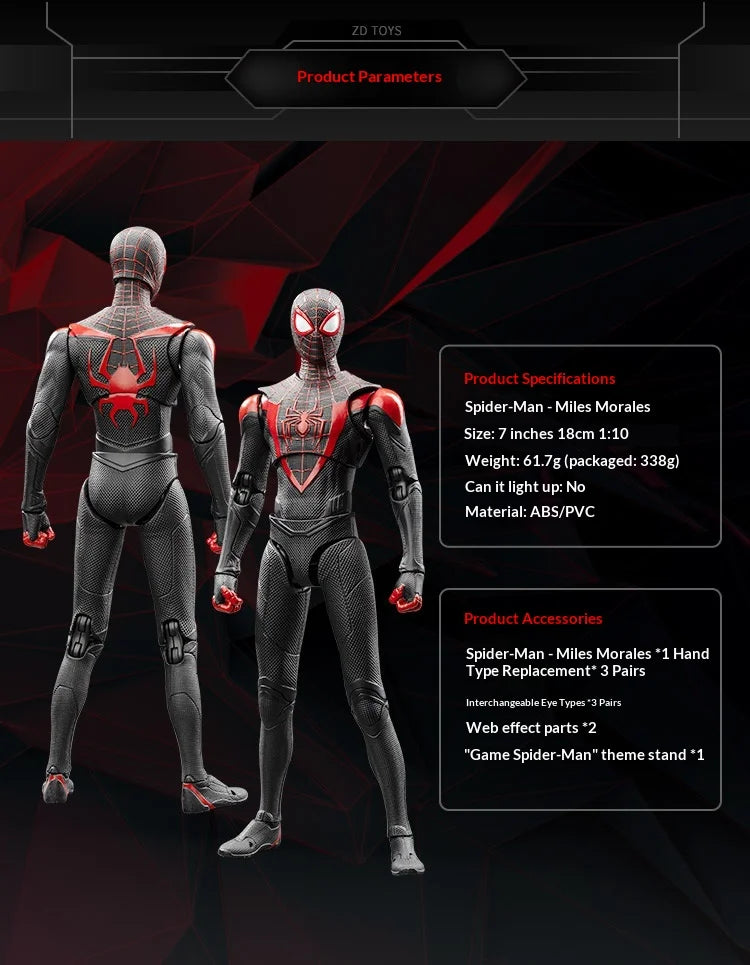 Zd Toys Marvel Spider Man Action Figure Ps4 Game Version Full Articulated Collectible Model For Display