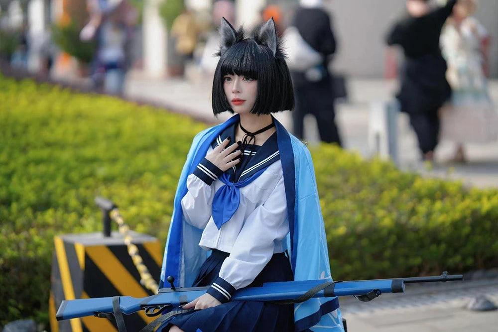 Game Blue Archive Cosplay Tongsheng Kikyou Costume Sailor Cape Cartoon Anime Dress Ear Headwear Wig JK Uniform Top Skirts Kimono