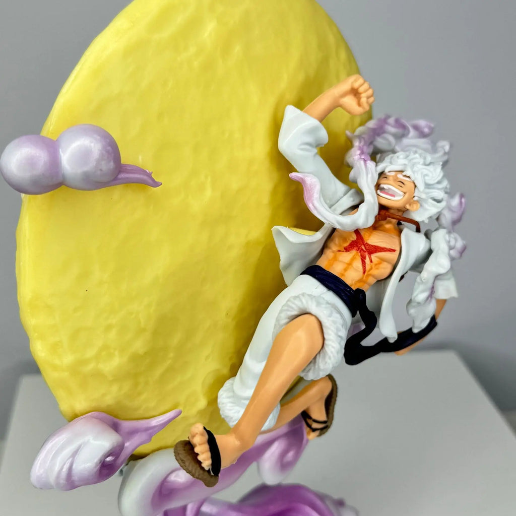 New 26cm One Piece Anime Periphery Figure Moon Nika Luffy Gear 5 With Moon Light Action Figure Gk Statue Model Home Decorations