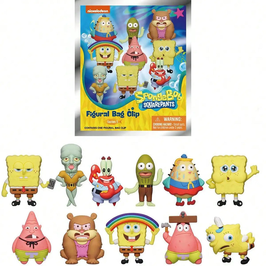 Random 1PC SpongeBob Officially Licensed PVC Blind Bag 3D Figure Bag Clip Keychain SpongeBob Patrick Squidward Collectible Toys