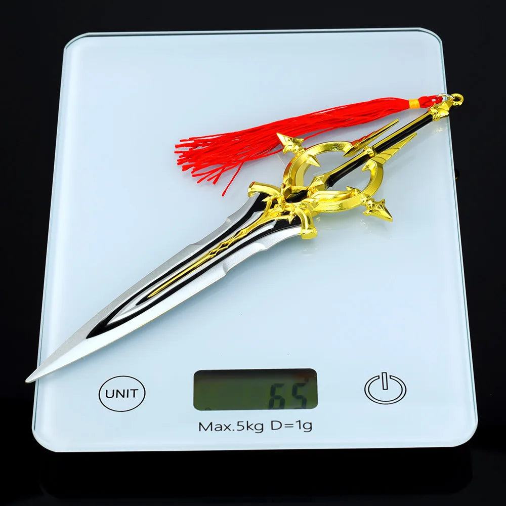 King of Glory Game Peripheral Weapon 22cm Character Kai Silver White Aria Zinc Alloy Weapon Model Ornaments Collection Gift Toys