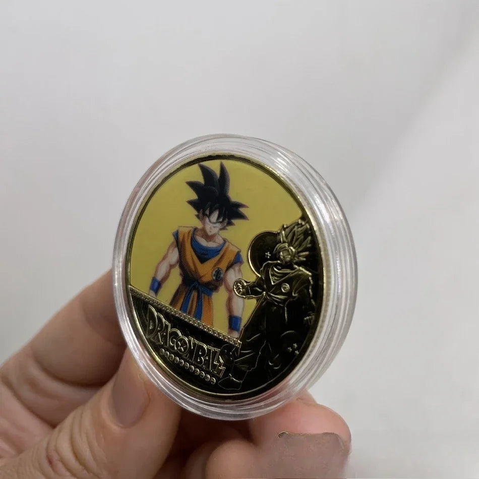 10CPS2026 New Dragon Ball Z 10th Anniversary Coin Keychain Metal Crafts Die-casting Sticker Badge Bag Pendant Accessories