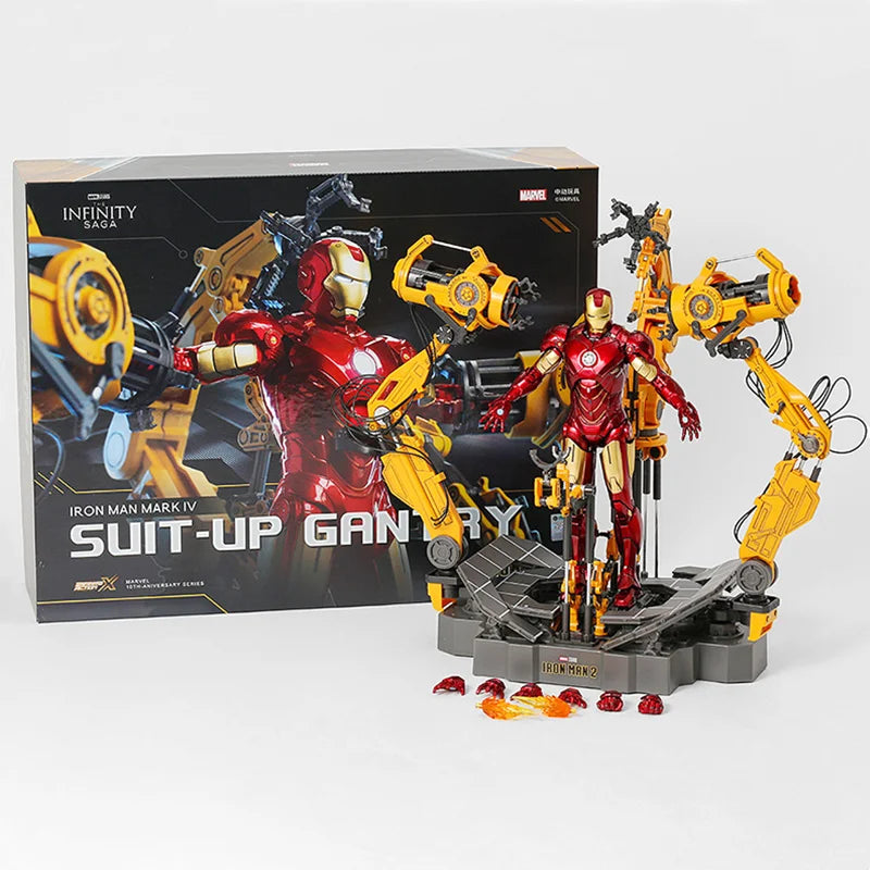 ZD Toys Iron Man MK6 With Suit-up Gantry MK4 With Suit-up Gantry Action Figure Iron Patriot Adult Collection Figure Gift