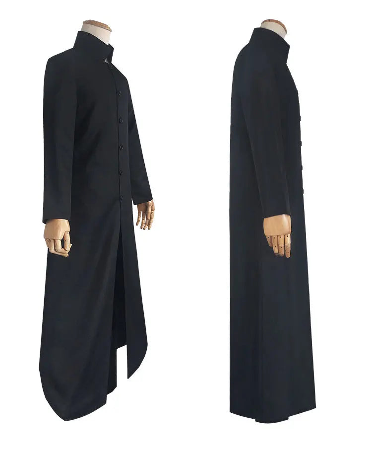 Matrix Cosplay Kostume Neo Trench Coat Black Cosplay Costume Halloween Party Costumes for Men Cos Play Prop Accessories