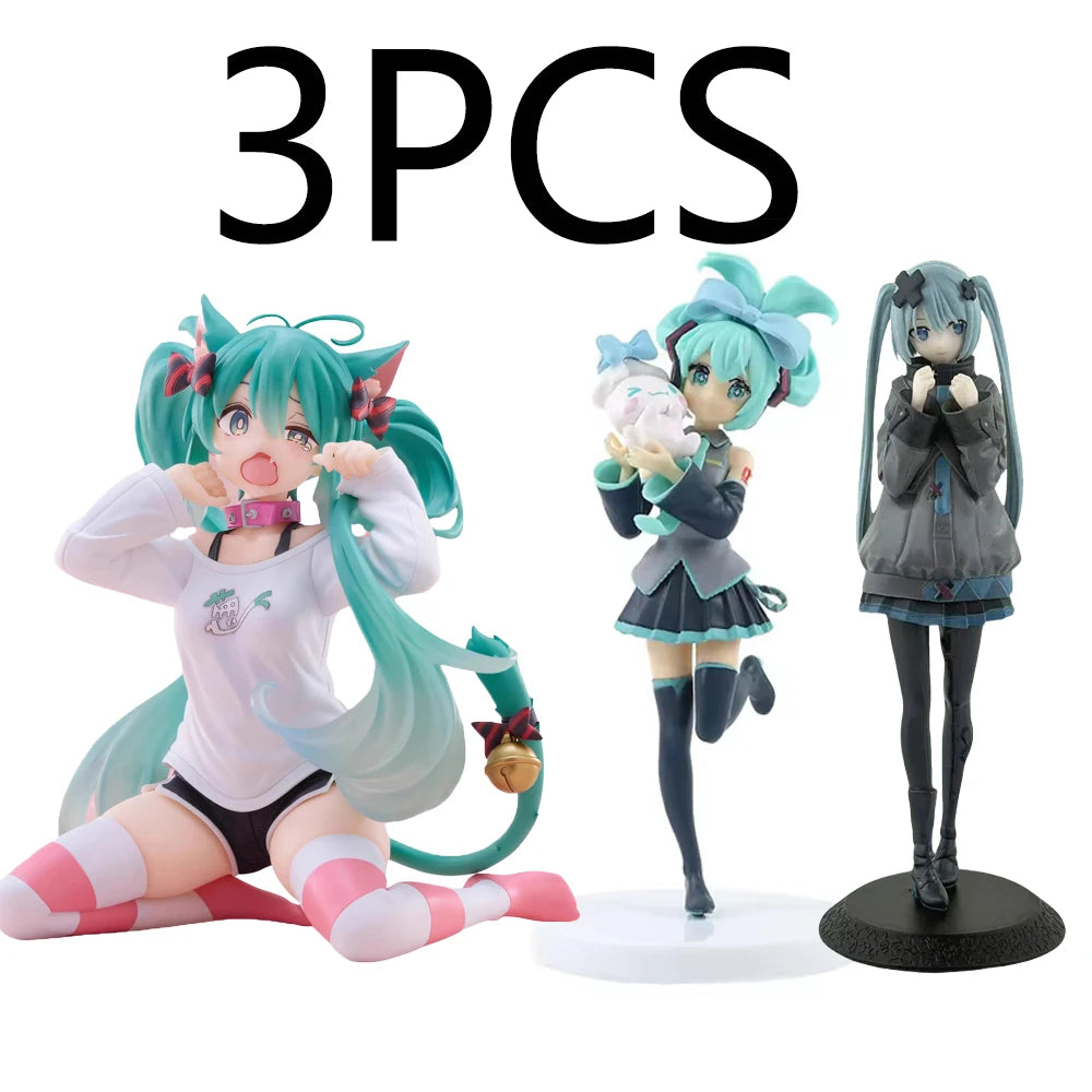 2026 Hot sale 11-21cm Desktop Cute Hatsune Miku Kwaii Style Anime Figure Toys PVC Model Collector Doll Birthday Gift