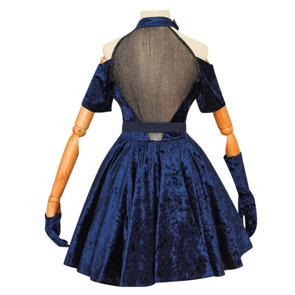 Mizi Cosplay Costume Anime Alien Stage Cosplay Costume Pink Gradient Blue Purple long hair Stage costume Velvet Dress