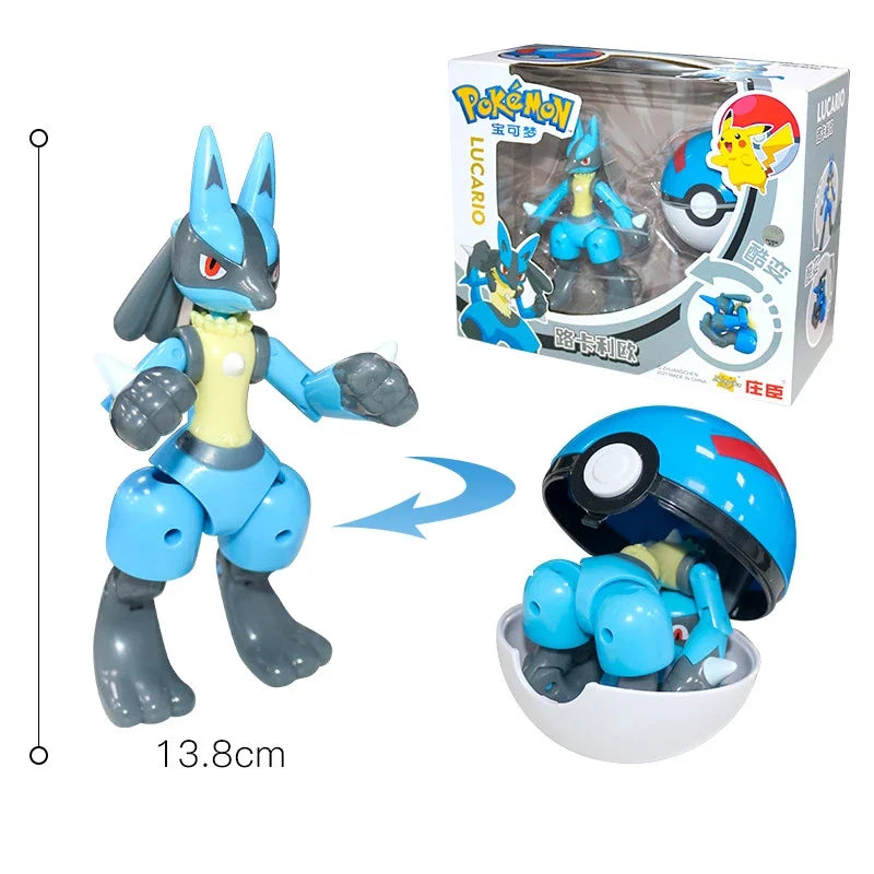 Deform Pokemon Pokeball Greninja Lucario Ball Action Figure Toy Set Mew Pikachu Dragonite Snorlax Venusaur Blastoise Elf Monster