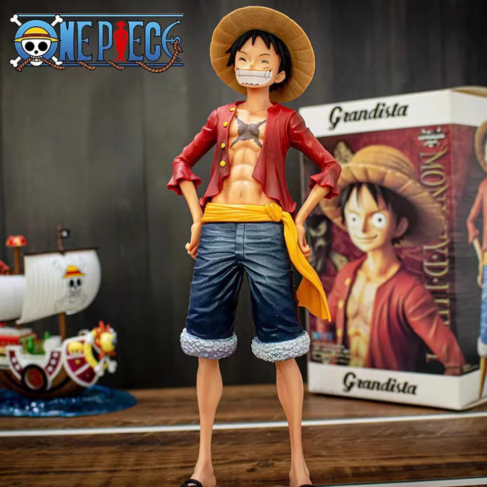 New 28cm One Piece Anime Figure Confident Smiley Luffy Three Form Face Changing Doll Action Figurine Model Toys Birthday Gifts