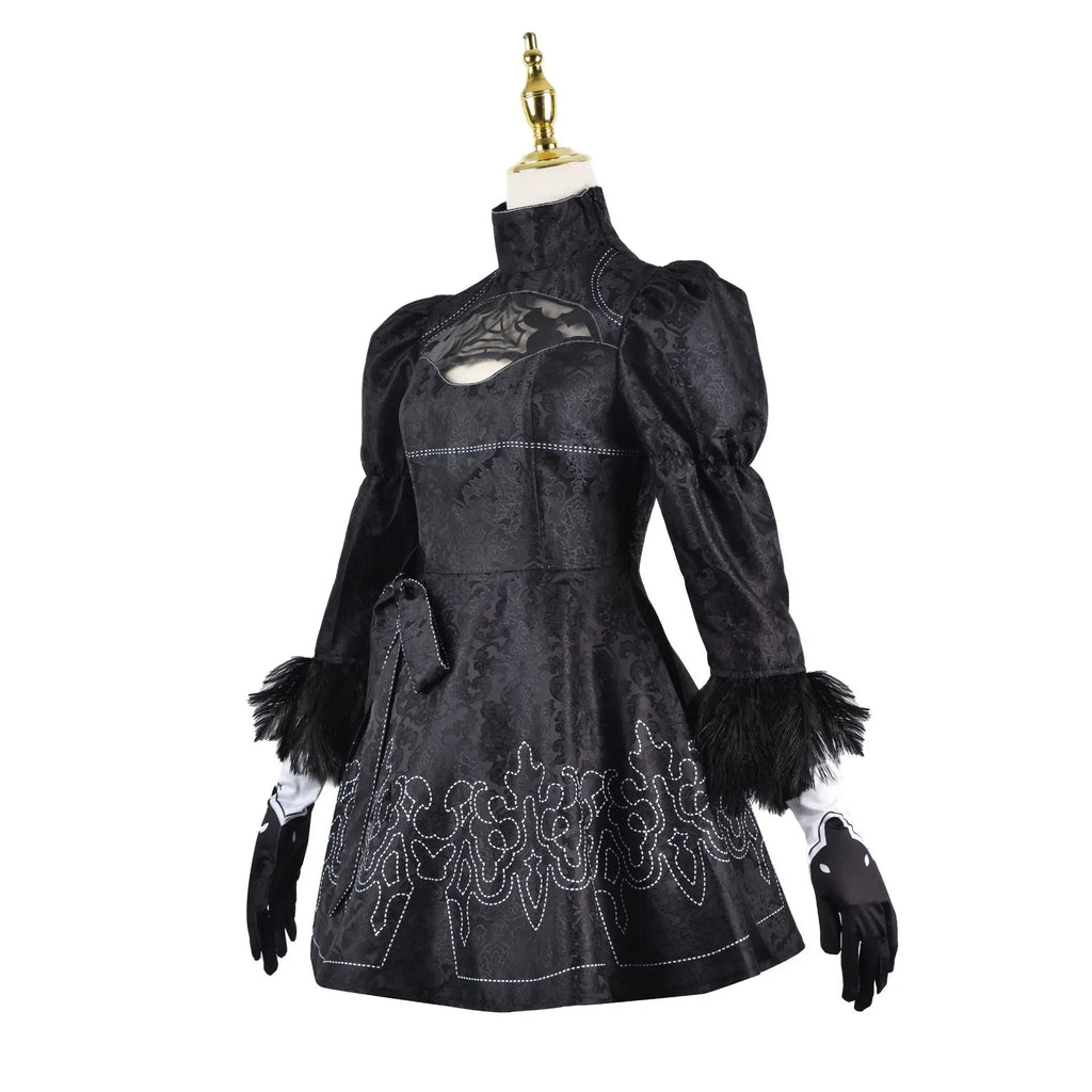 Anime Nier Automata Cosplay 9S Yorha 2B Cosplay Suit Male Women Outfit Wig Disguise Costume Plus Size Fancy Party Black Dress