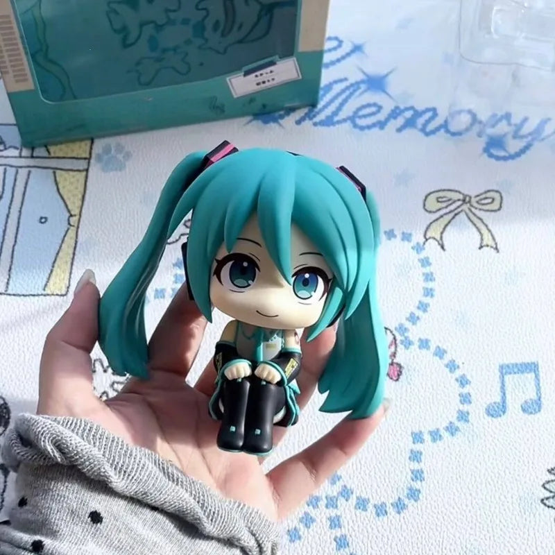 Hatsune Miku Q Version Sitting Figure 8cm PVC Anime Collectible Desktop Car Home Decor Gift
