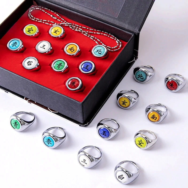 Hot Anime Ring Cosplay Akatsuki Itachi Pain Metal Finger Adult Ninja Props Accessories Cool  Jewelry Gift Adjustable Size