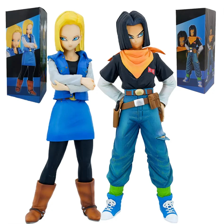 25CM Dragon Ball Z Android 17 18 Anime Figure Android 18 PVC Action Figures Collection Model Toys for Children Christmas Gifts