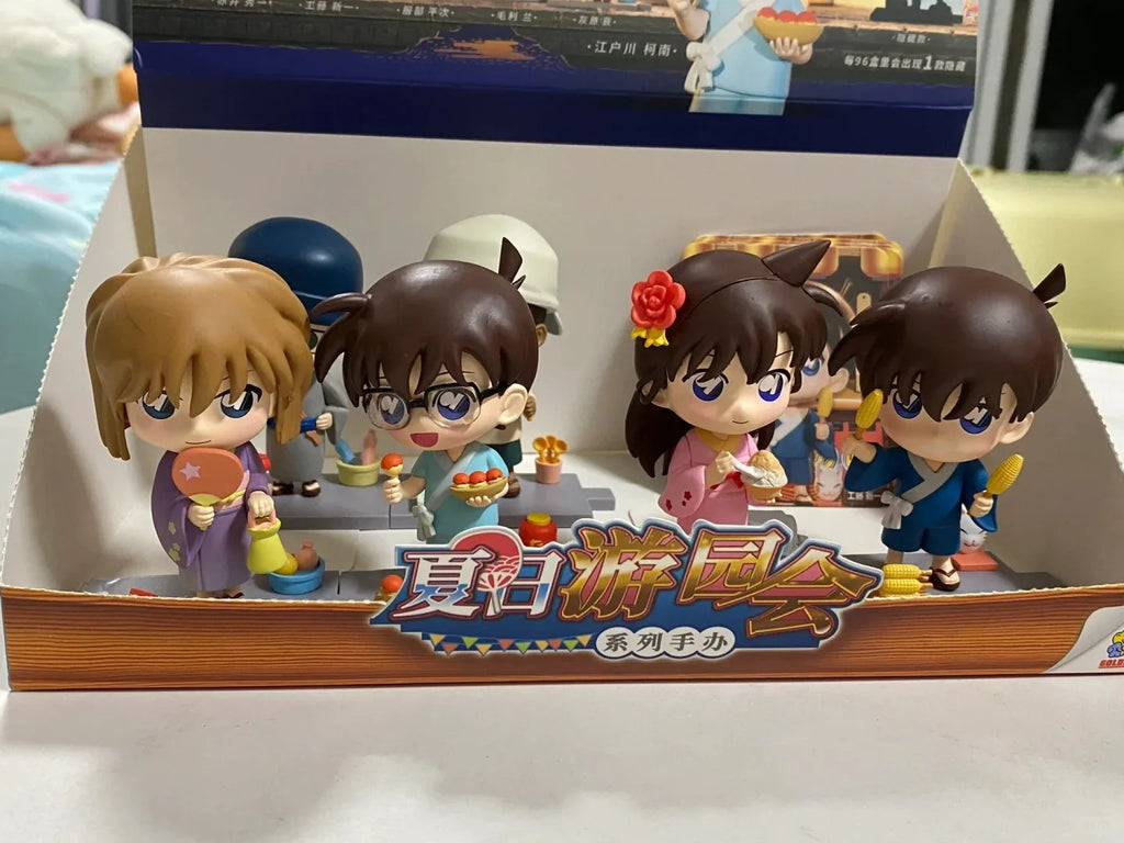 Original Detective Conan Anime Figure Conan Edogawa Action Figure Q Version Collectible Model Doll Toys Desktop Decoration Gifts