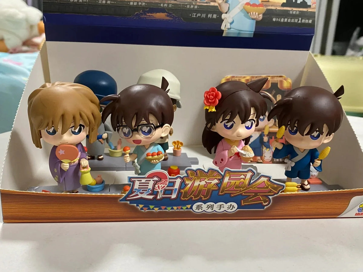 Original Detective Conan Anime Figure Conan Edogawa Action Figure Q Version Collectible Model Doll Toys Desktop Decoration Gifts