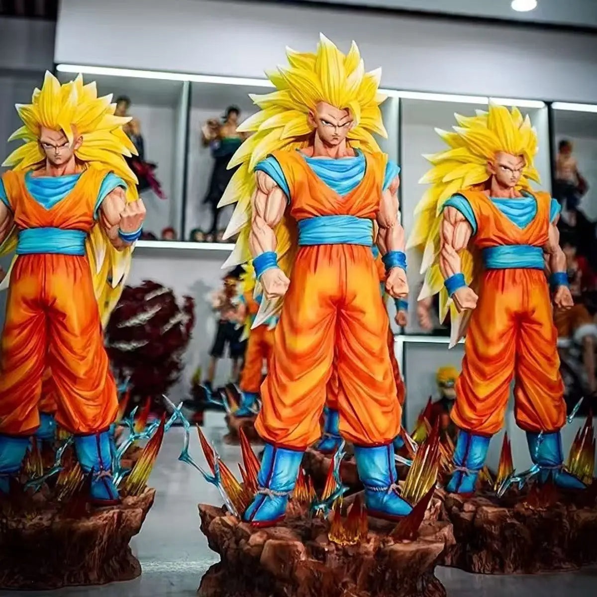 35cm/13.78inch Dragon Ball Z Son Goku Ssj3 Figure LED base Super Saiyan 3 Goku Pvc Action Figures Collection Model Toys Gifts