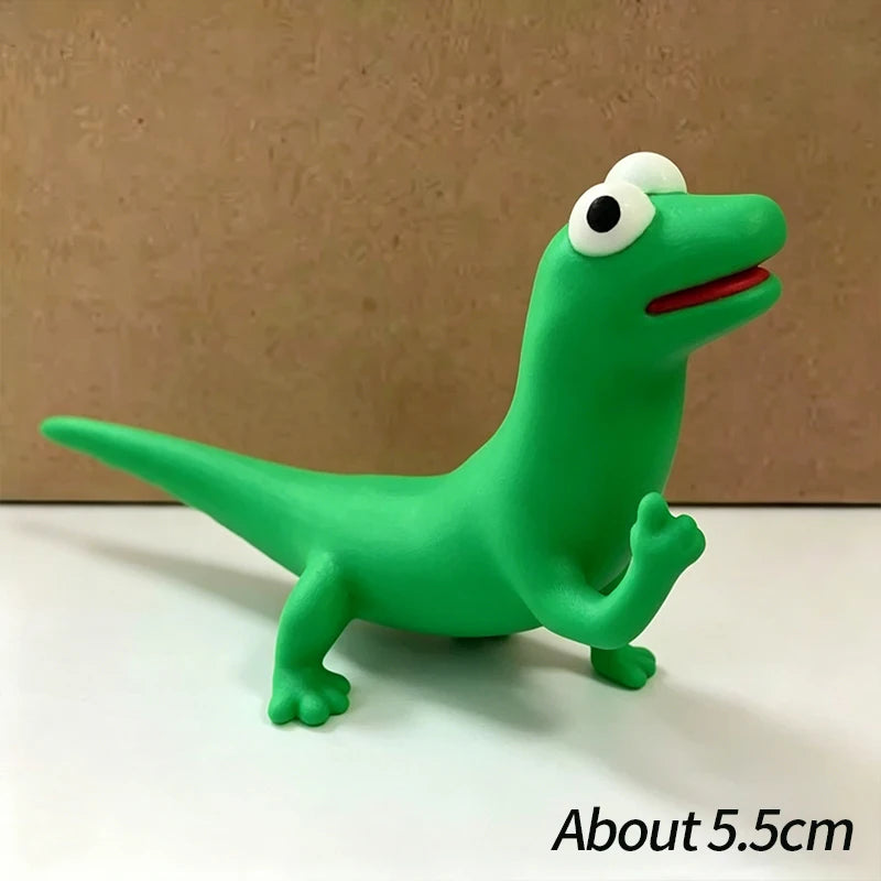 Novelty Green Lizard 3D Print Ornament Cartoon Tom Lizard Figurine Statue Desktop Decoration Ornament Collectible Model Gift