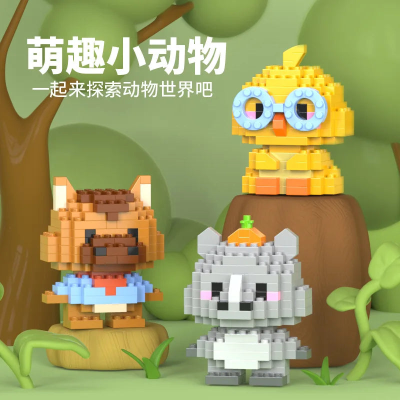 Micro Diamond Blocks Mini Animals Classic Pet tiger lion Model Building Creative Bricks Kids Toys Cartoon elephant bear horse