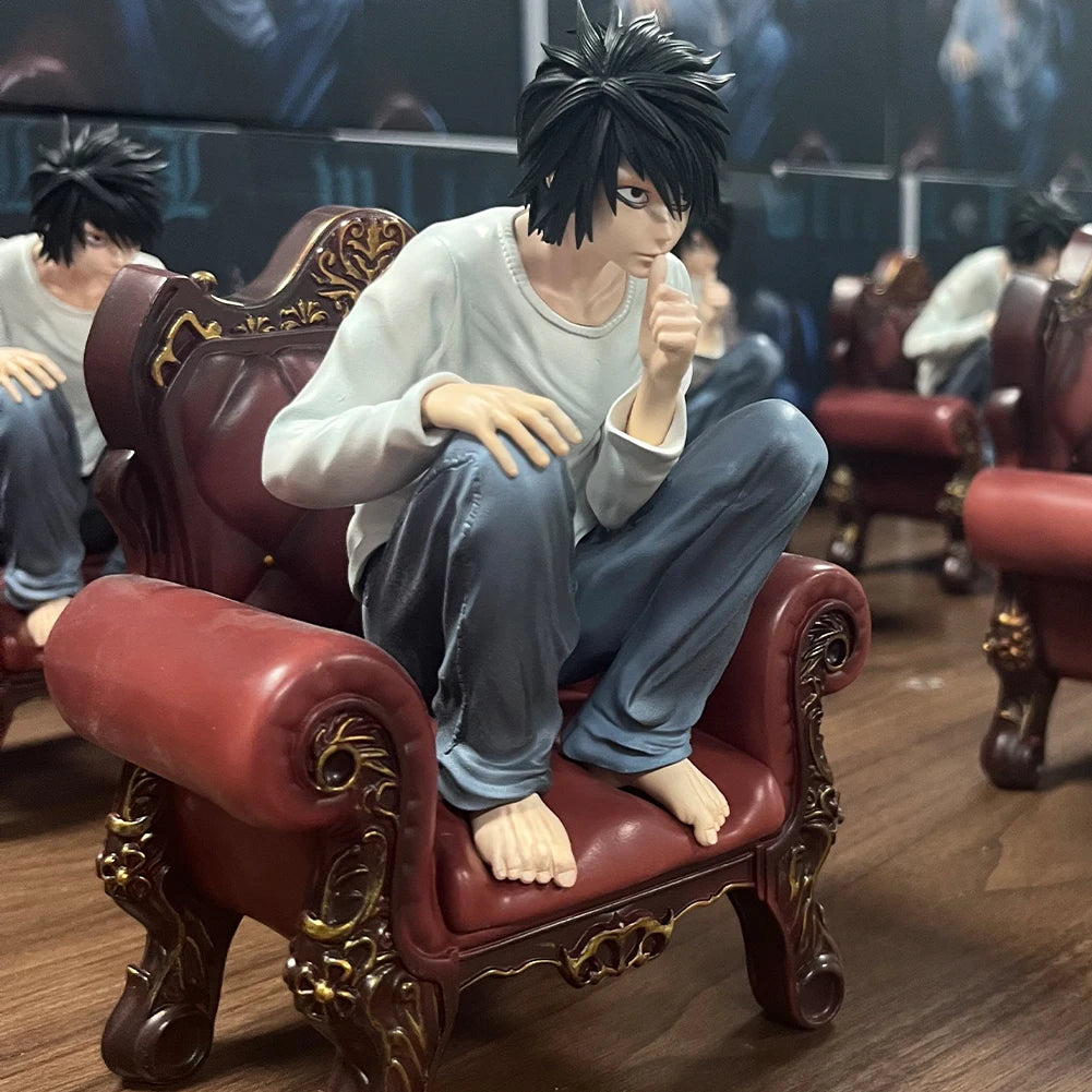Anime figure L lawliet action figure Squatting posture Yagami Light  figurine PVC model statue ornament collection birthday gift