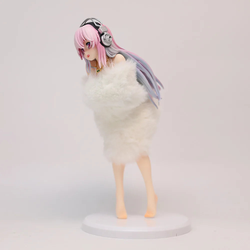 Super Sonico Anime Figure Pvc Collectible Model Fluffy Fur Bikini Style Desktop Decoration Ornament For Anime Collectors