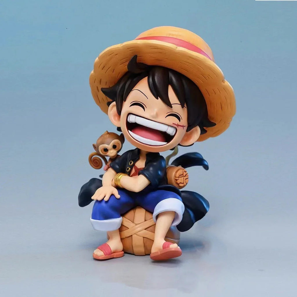13cm Anime One Piece action figures Q-version sitting Luffy Zoro Sanji trendy toys doll models car ornaments Birthday Gifts toys