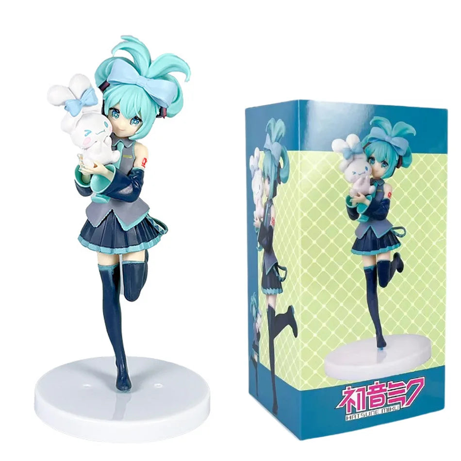 21CM Hatsune Miku X Cinnamoroll Raccoon Demon Kuromi Kawaii Anime Peripheral Figure PVC Action Figure Model Doll Toy Gift