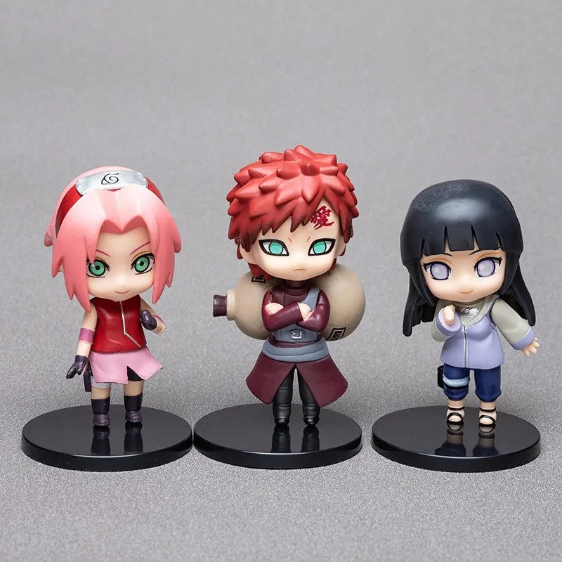 6 styles 9cm Anime Naruto Figures PVC Q Version Doll Gaara Kakashi  Figure Room Decoration Anime Figure