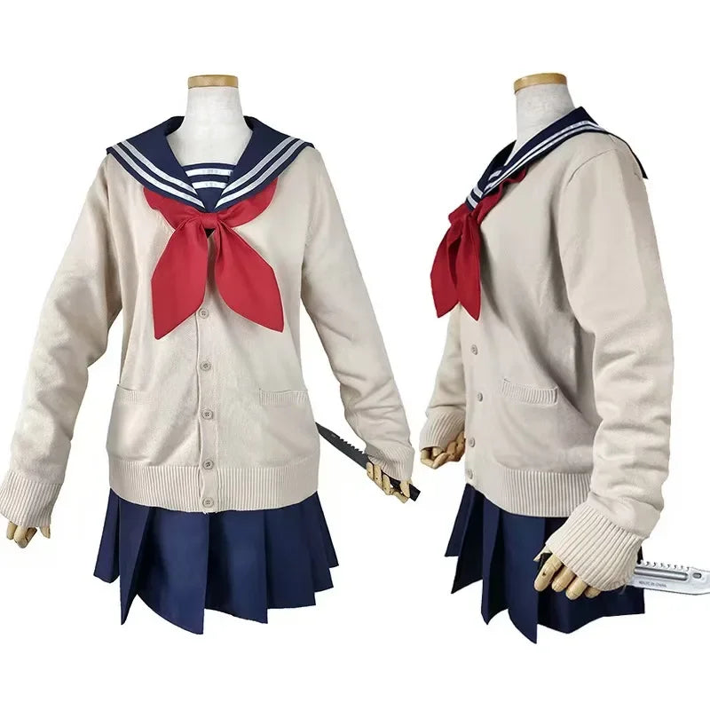 My Hero Academia Cosplay Halloween Costume Anime Boku No Hero Academia Himiko Toga JK Uniform Sweater Coat Wig Costumes