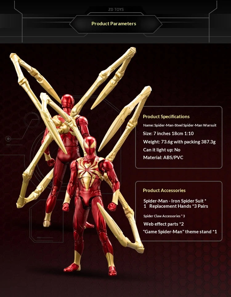 Zd Toys Marvel Spider Man Action Figure Ps4 Game Version Full Articulated Collectible Model For Display