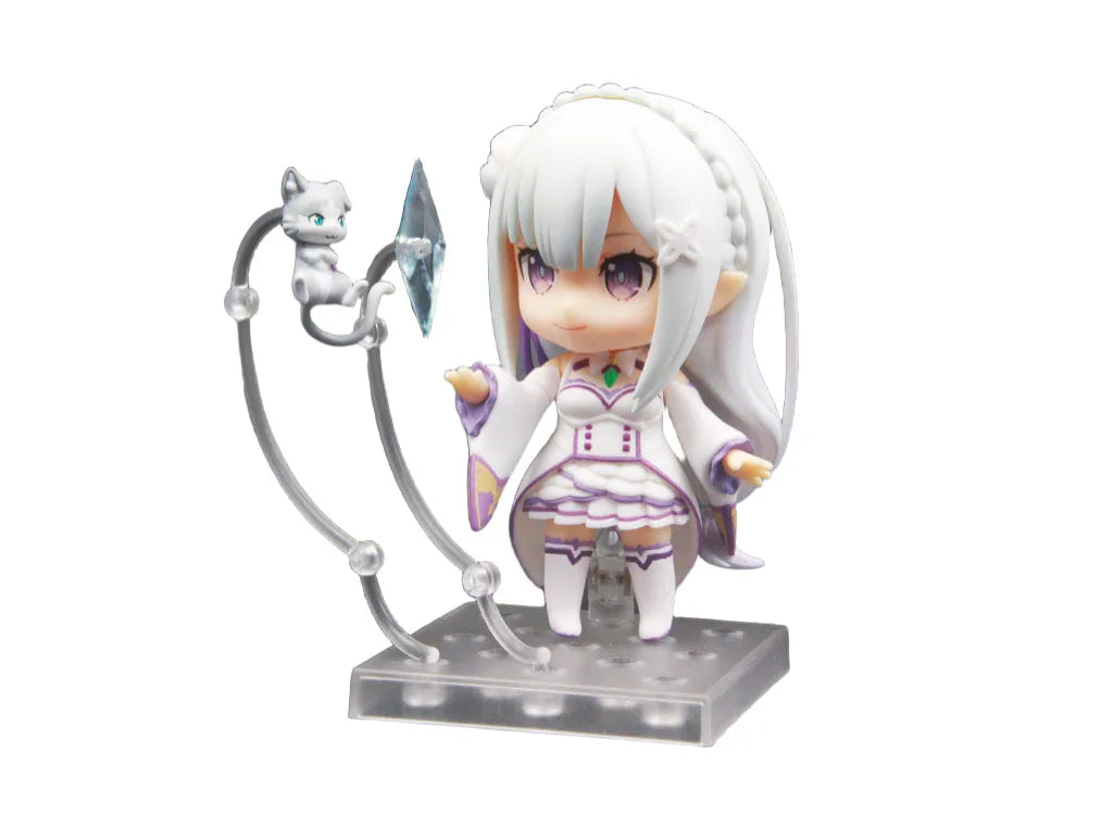 Re:Zero Emilia 751 Q Version Nendoroid Posable Anime Figure With Face Swap Toys Cute Doll Collectible Desktop Decoration Gifts