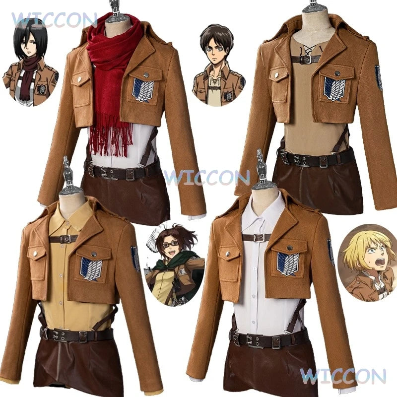 Anime Attack Cos On Titan Eren Jaeger Mikasa·Ackerman Cosplay Armin Arlert Hange Zoe Costume Survey Corps Full Set Women Men Cos