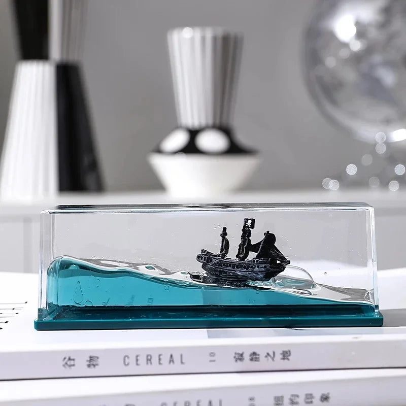 Thousand Sunny Floating Ship Fluid Liquid Drift Bottle Figure One Piece Barco Going Merry Ship Floating Boat Desk Decor Toy Gift