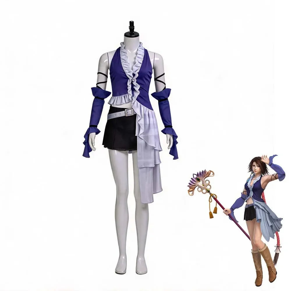 Anime Final Fantasy XII Cosplay Yuna Lenne Song Cosplay Costume Halloween Blue Dress