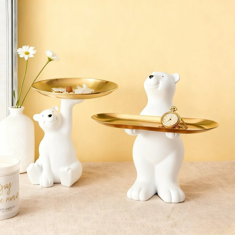 Creative Polar Bear Seated Position Tray Storage Accessories That Can Store Keys Decorations for Friends Birthday Gifts