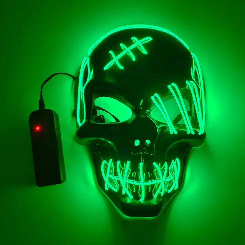 Evil Skull Mask Halloween Carnival Masquerade Haunted House Scary Decoration Cosplay Skeleton Scary Theme Party Light Up Mask