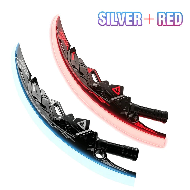 Lightsaber Sword Toy Dual Splicable Luminous Moon Blade with Sound Effect 7 Adjustable RGB Light Modes for Cosplay Party Gift