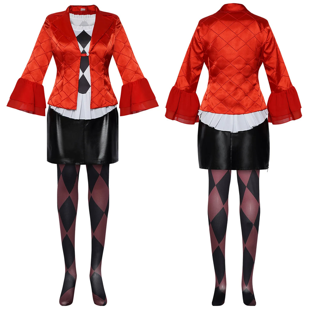 Anime New Movie Suicide Harley Cosplay Costume Red Coat Girl Lady Gaga Quinn  Halloween Party Cosplay Costume Prop