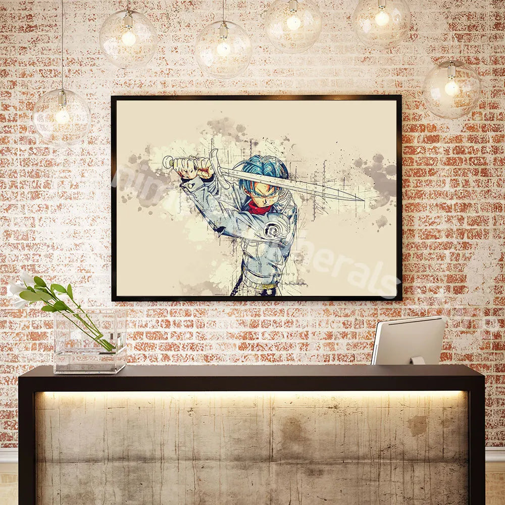 Dragon Ball Posters Anime Peripherals Figures Goku Vegeta Canvas Painting Art Watercolour Picture Modern Home Wall Decoration